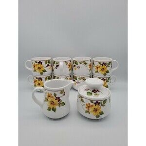 Berredin Noritake Progression China  Japan Coffee Set 8 Cups, Cream & Sugar NICE